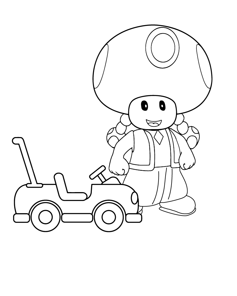 Toadette et une Petite Voiture Page à Colorier