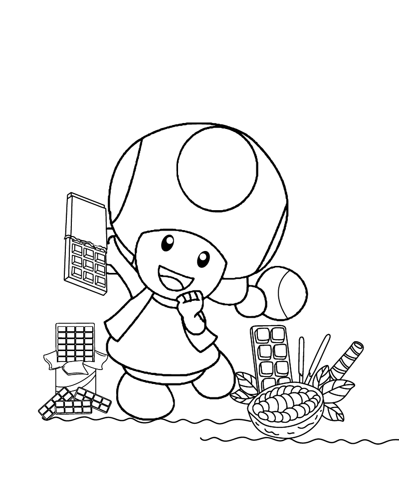 Toadette et Barres de Chocolat Page à Colorier