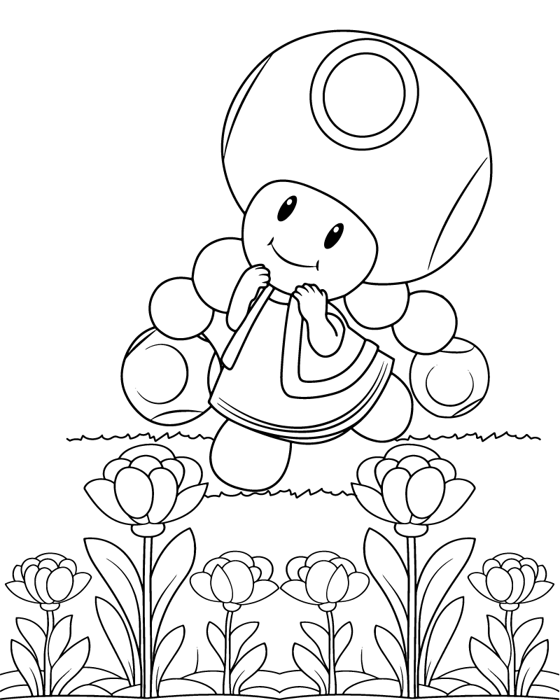 Toadette et Fleurs Page à Colorier