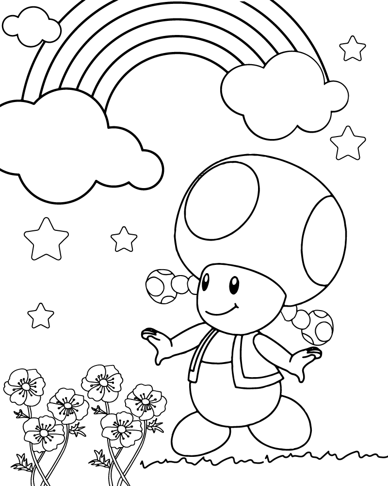 Toadette et Arc-en-ciel Page à Colorier