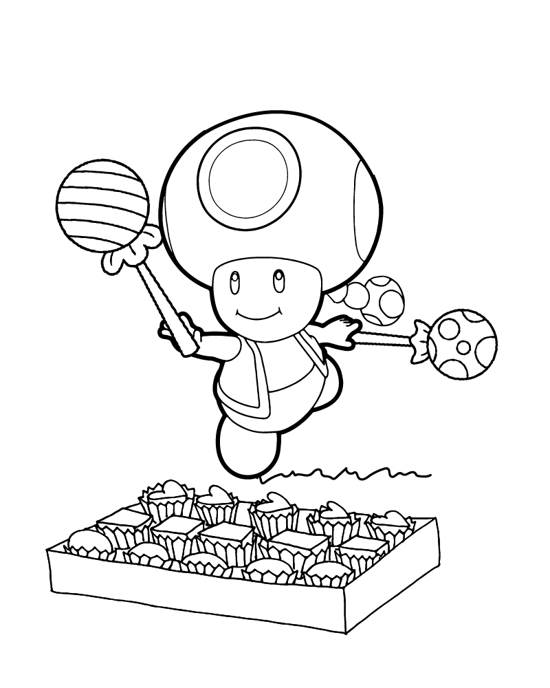 Toadette Manger des Bonbons Page à Colorier