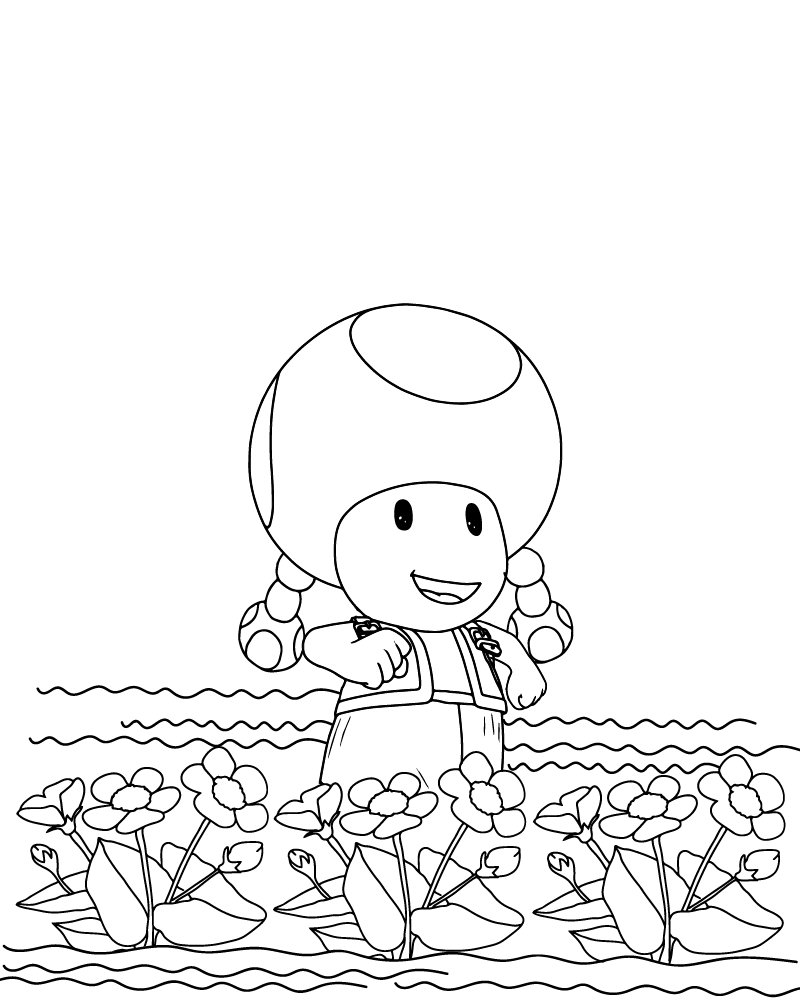 Toadette dans le Jardin de Fleurs Page à Colorier