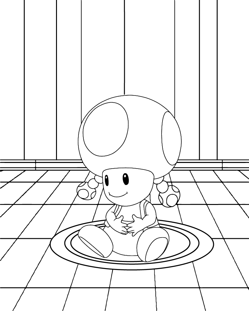 Toadette Assise sur le Sol Page à Colorier