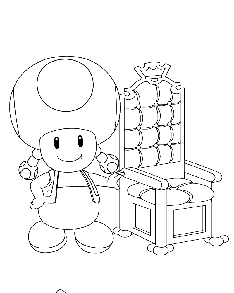 Toadette Debout et une Chaise Page à Colorier