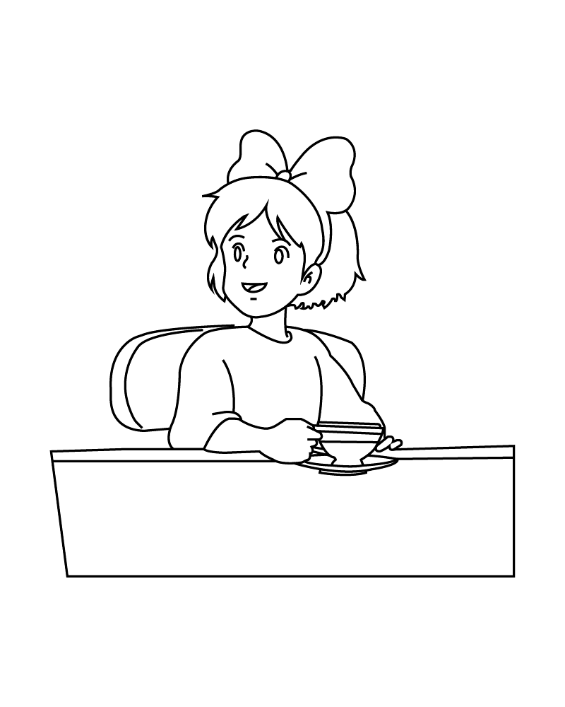 kiki-drinking-a-cup-of-tea-coloring-page