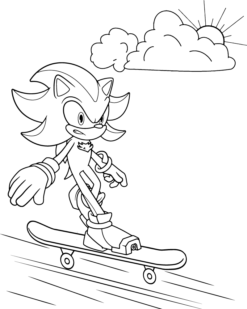 Sonic Sombre sur une Planche à Roulettes