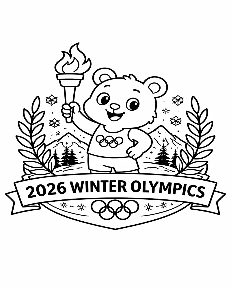 Jeux Olympiques d’Hiver 2026 Pour Enfants Coloriages