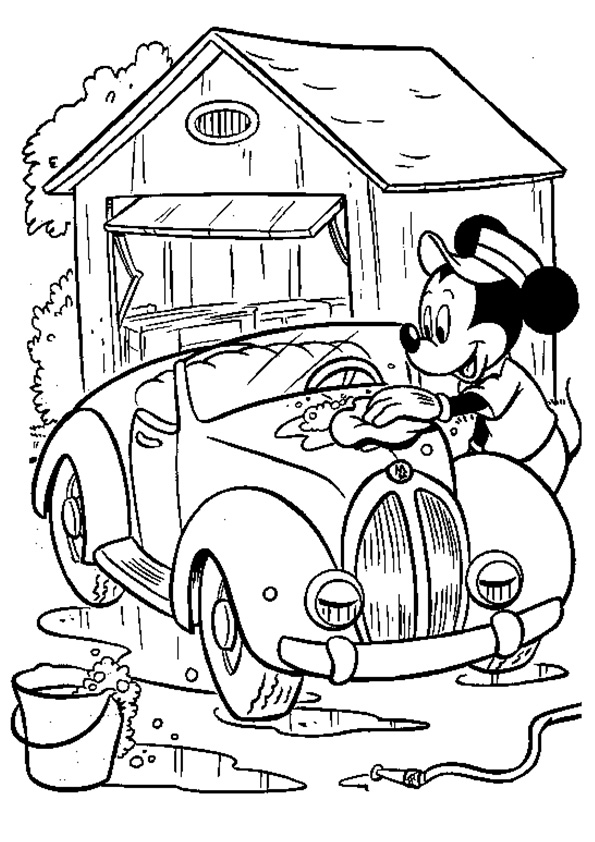 Mickey Mouse Washing A Car