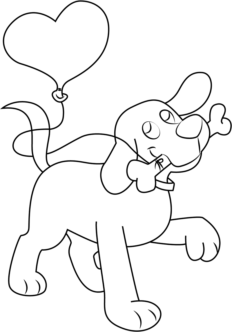 Clifford With Bone And Heart Balloon