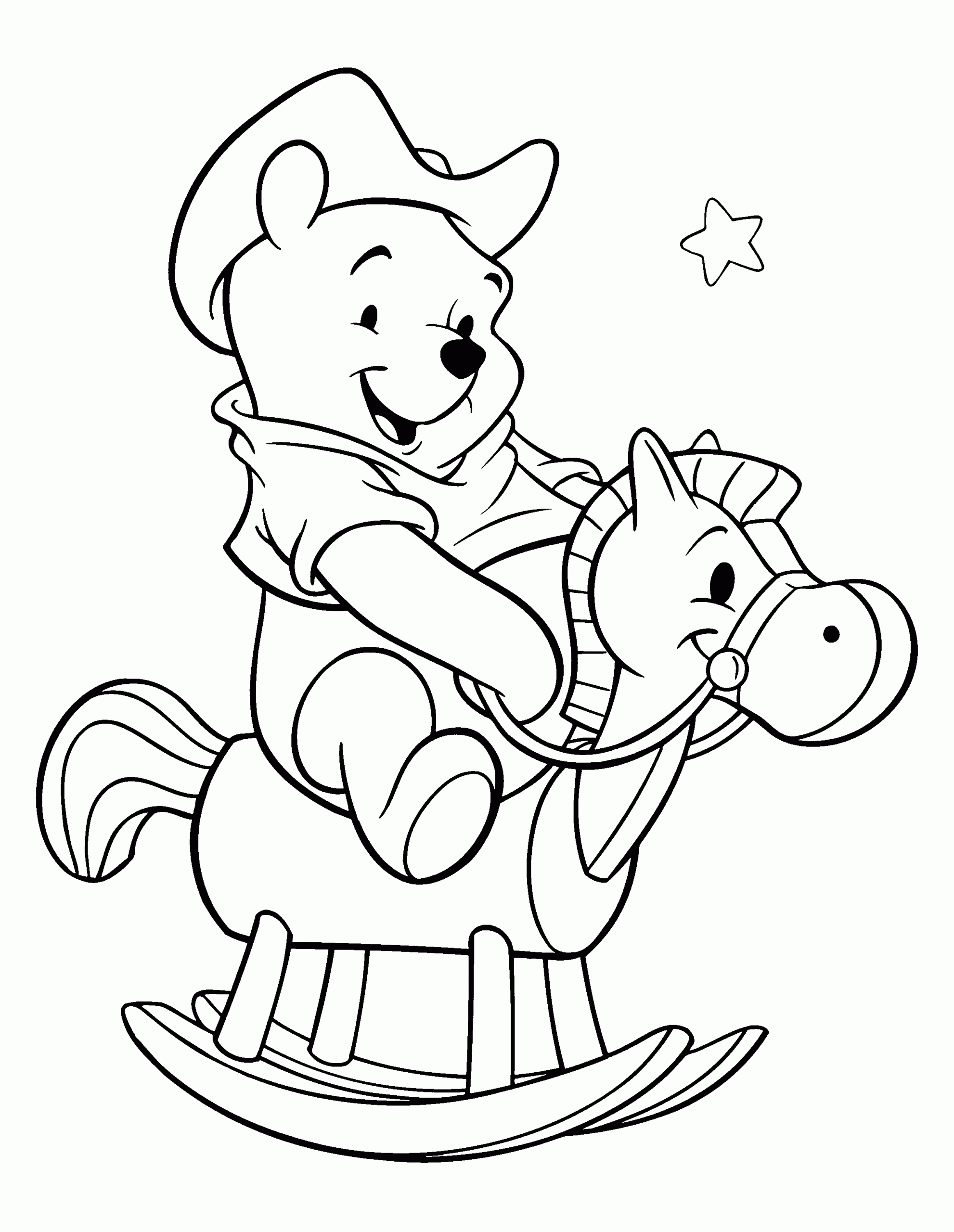 Pooh Playing Wooden Rocking Horse