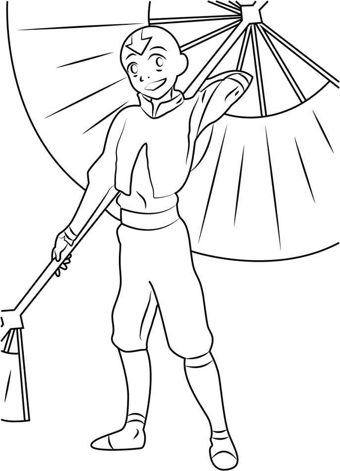 Happy Aang With Umbrella