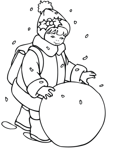 Girl Rolling A Snowball