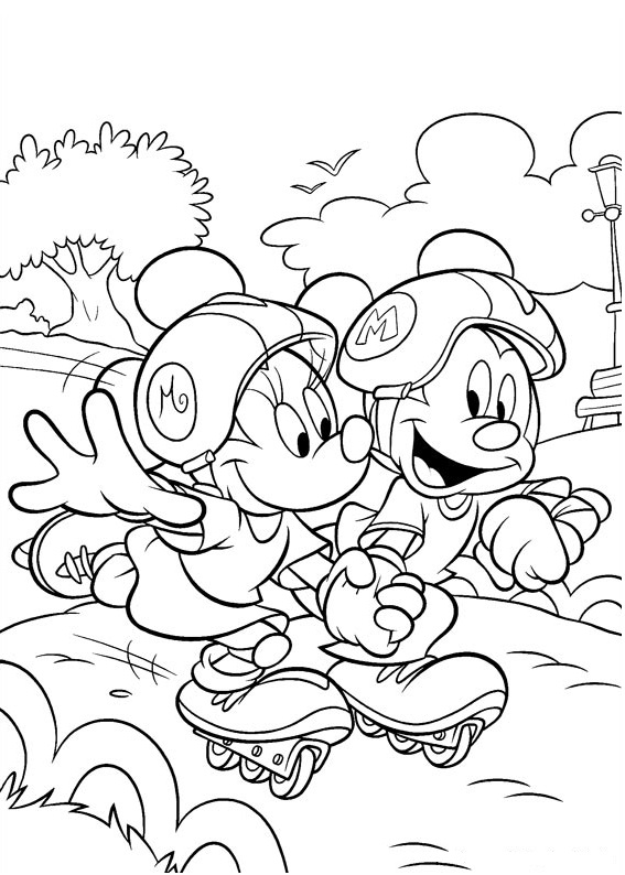 Minnie And Mickey Rollerblading