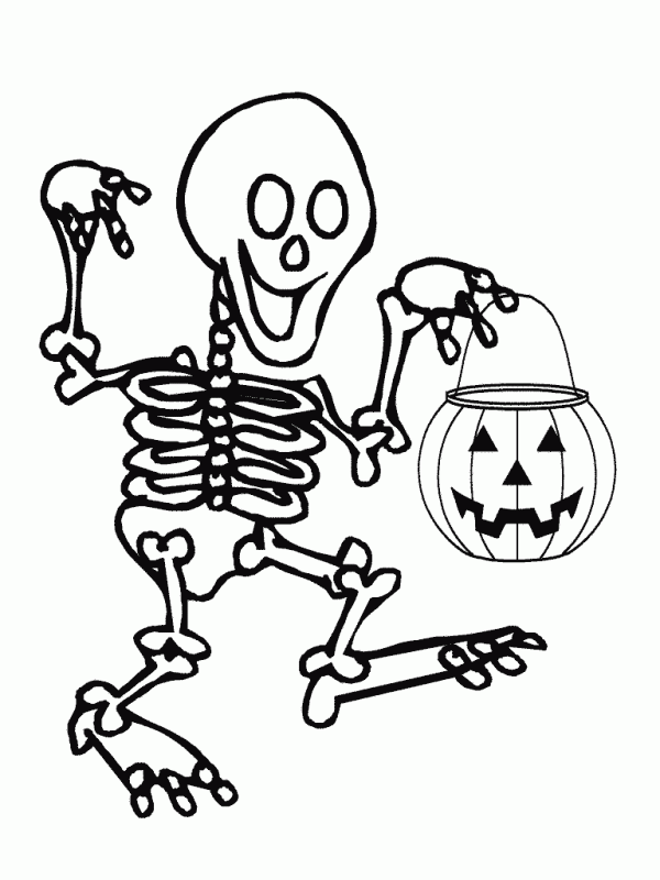 Skeleton With Pumpkin Candy Bag