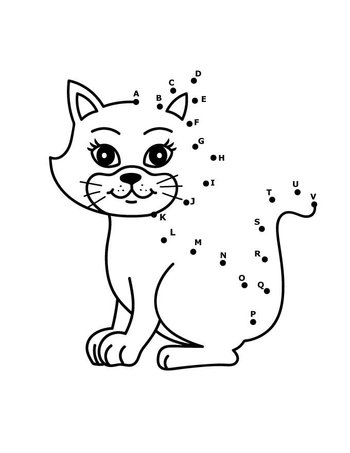 A Cute Cat Dot To Dots