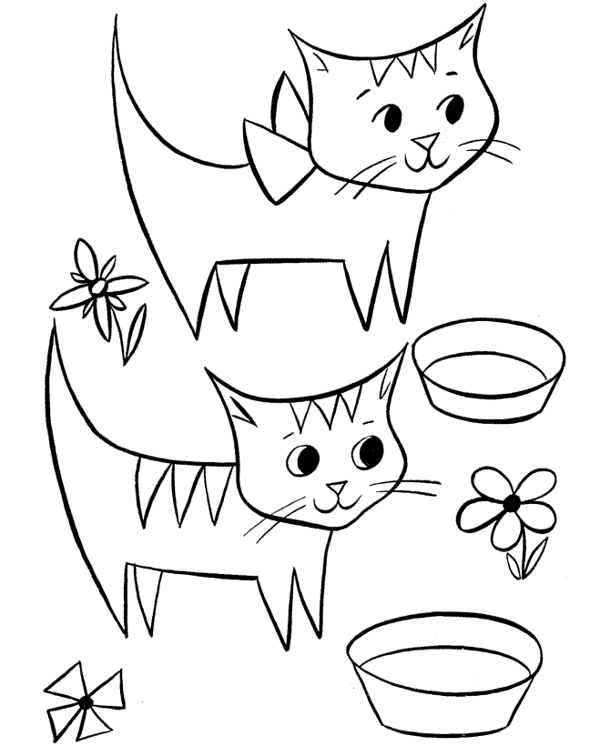Cats With Flowes And Bowl