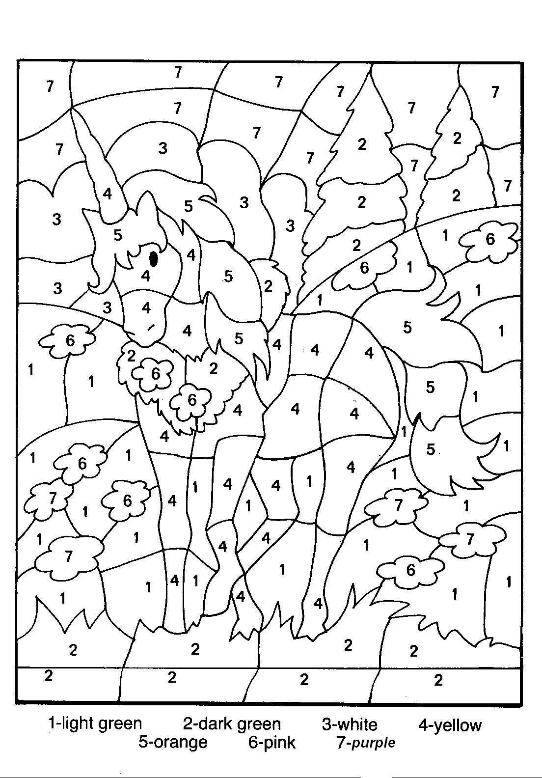 Unicorn For Coloring By Numbers