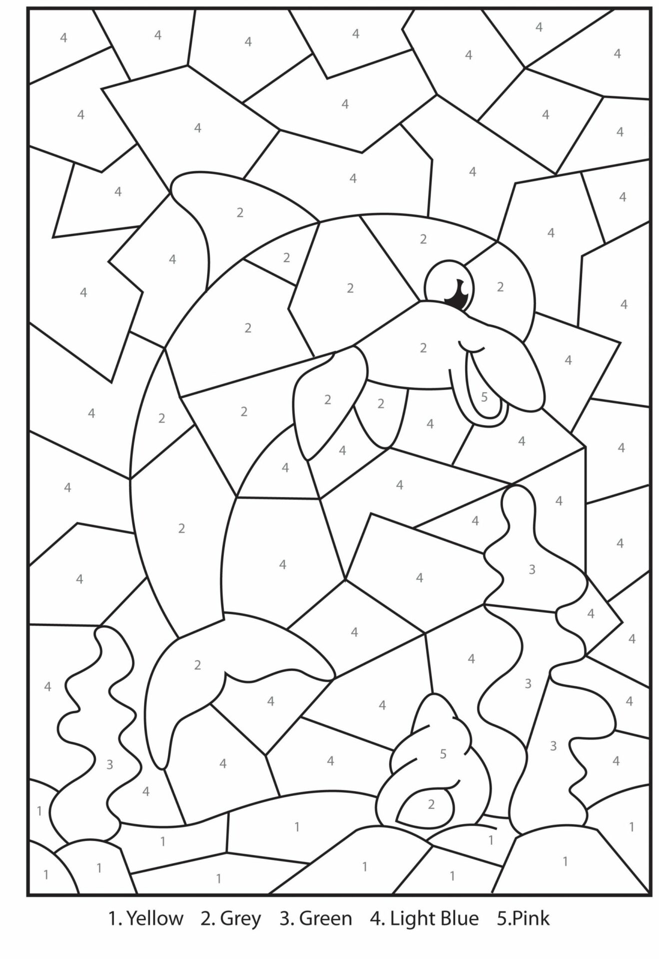 Dolphin For Coloring By Numbers