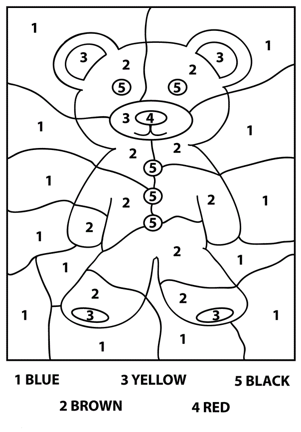 Teddy Bear For Coloring By Numbers