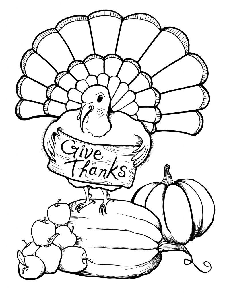 Turkey with Sign “Give Thanks”