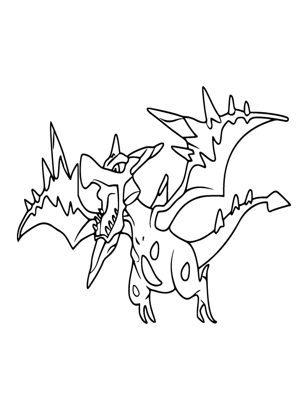 Desenho de Aerodactyl Pokemon Mega Evolução para colorir