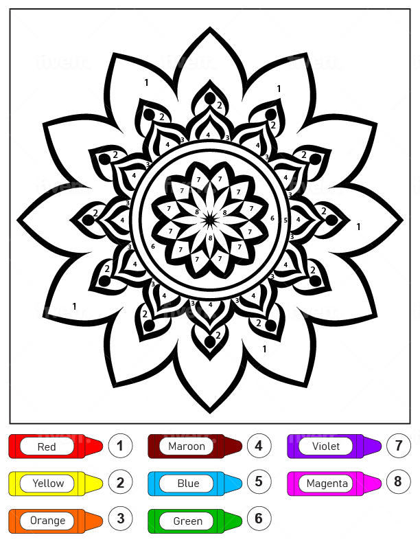 Amazing Flower Mandala for Kids Color by Number
