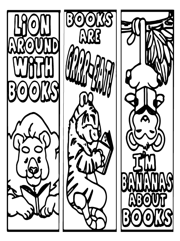 Animals with Books Bookmark for Kids