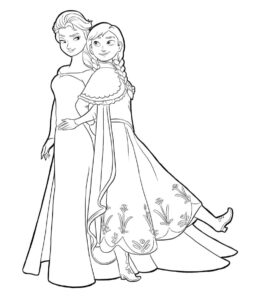 Anna with Elsa Coloring Page