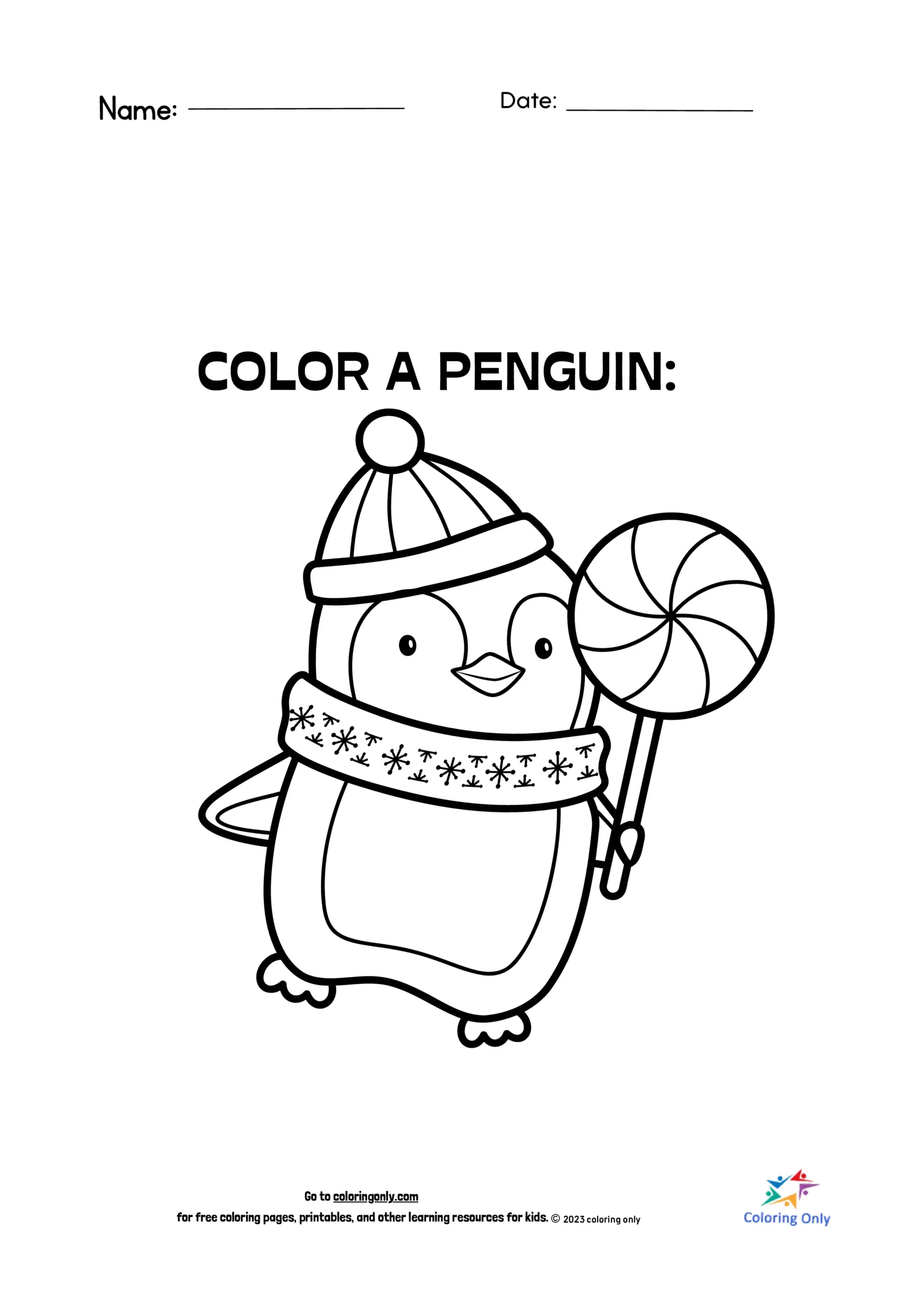 Color a Penguin Free Printable