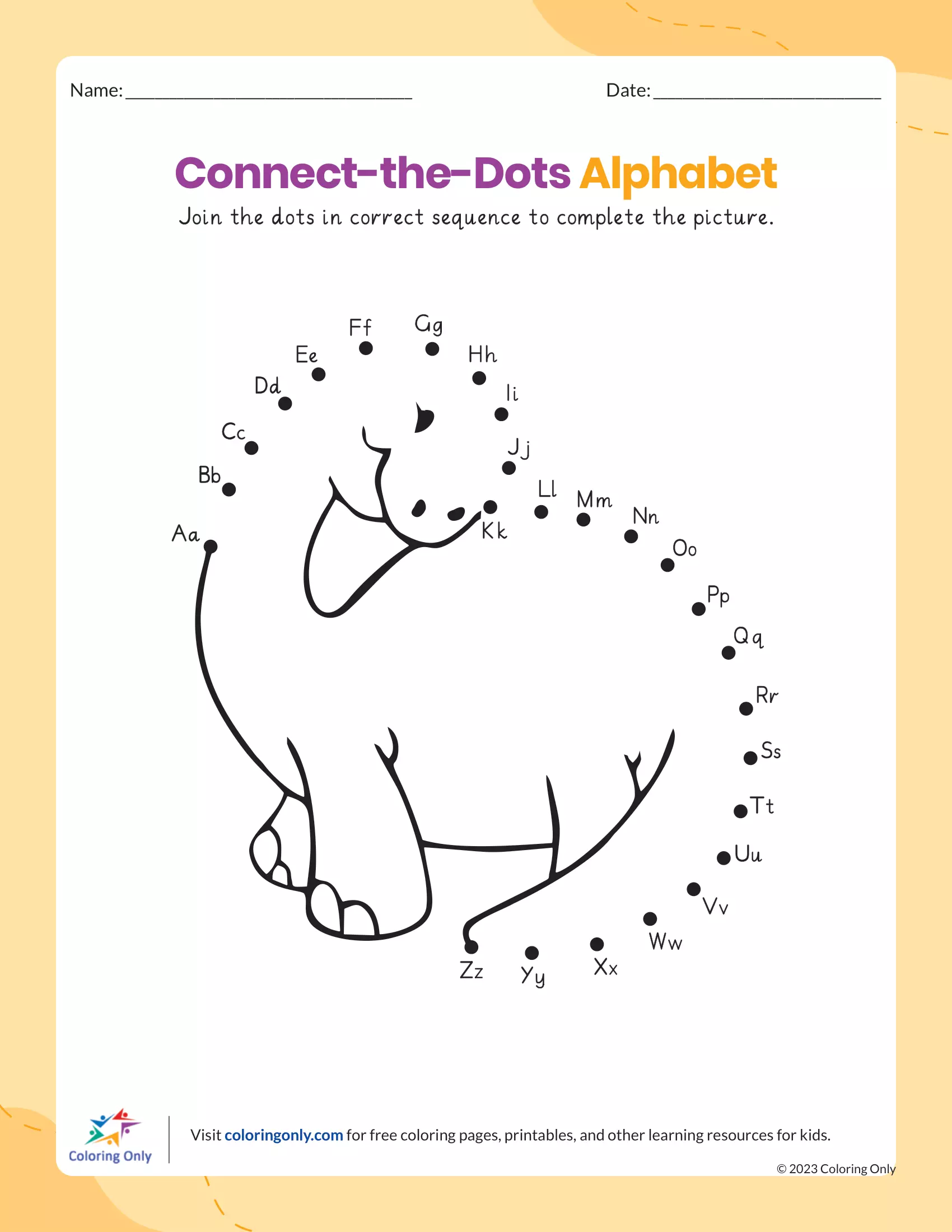 Dinosaur Alphabet Connect-the-Dots