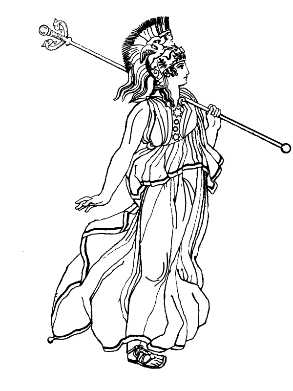 Athena with Staff and Elegant Garments