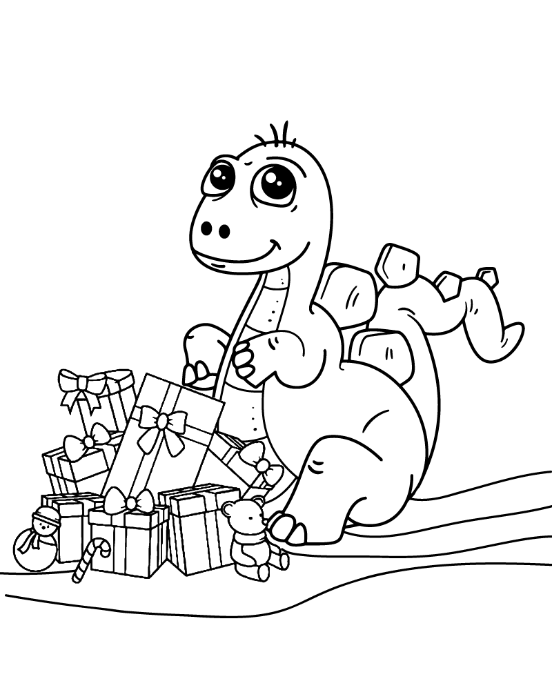 Baby Dinosaur Opening Christmas Gift