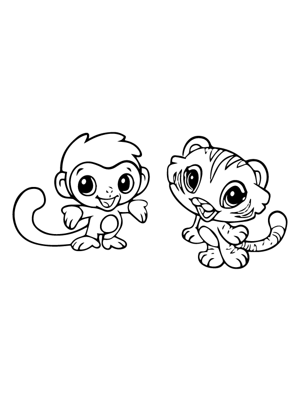 Baby Tiger and Monkey