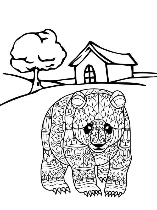 Bear Mandala, House, and Tree