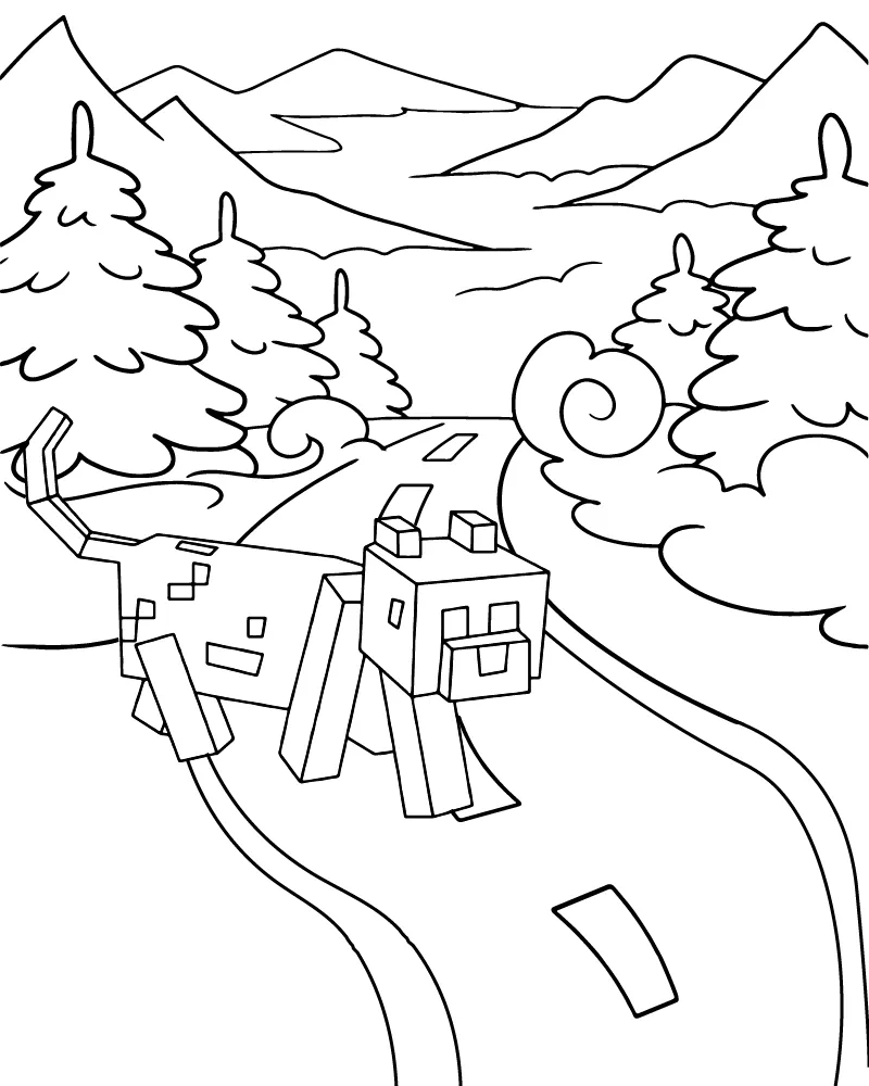 Blocky Cat in the Mountains