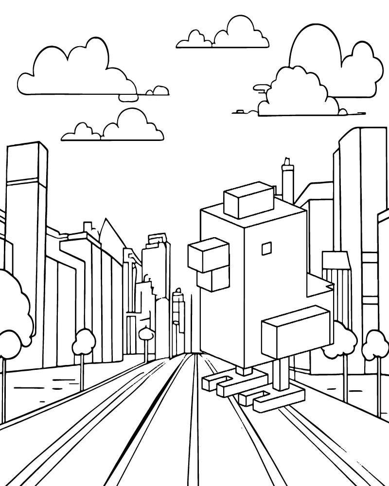 Blocky Chicken in the City