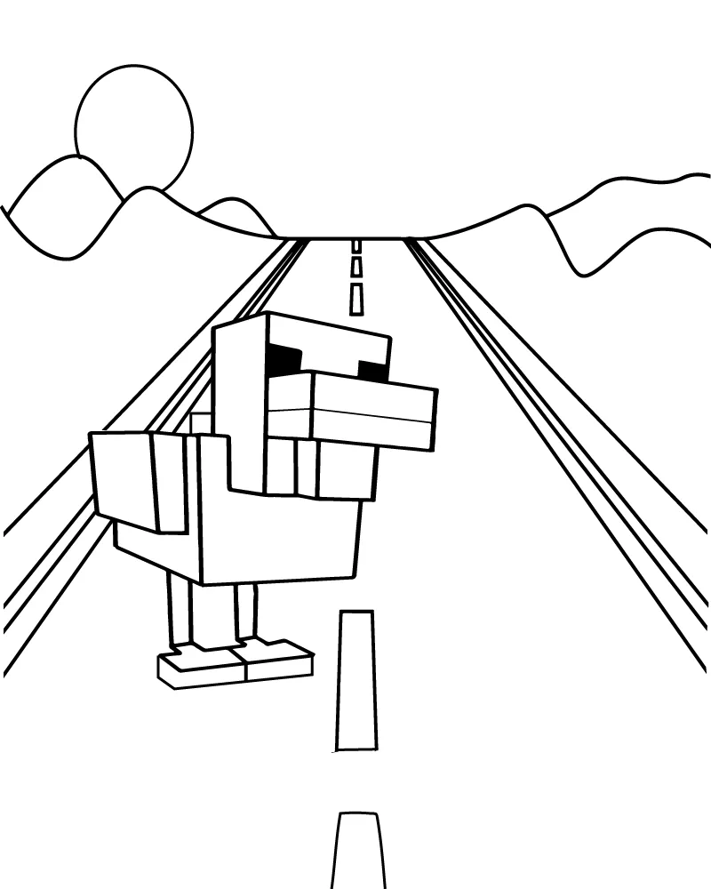 Blocky Chicken on the Highway