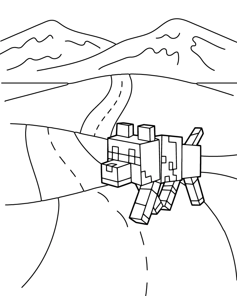 Blocky Dog on Mountain Road