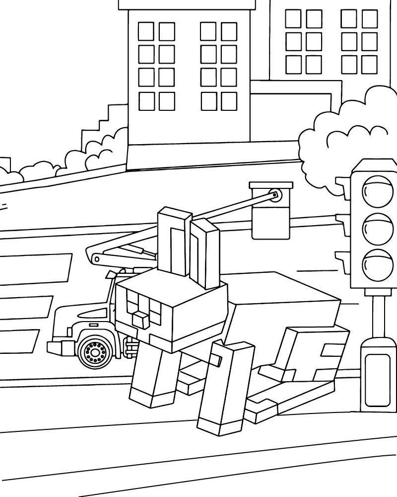 Blocky Rabbit in the City