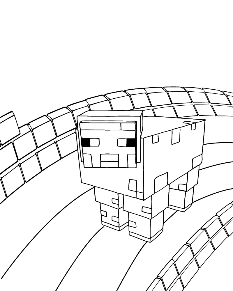 Blocky Sheep on the Curved Road