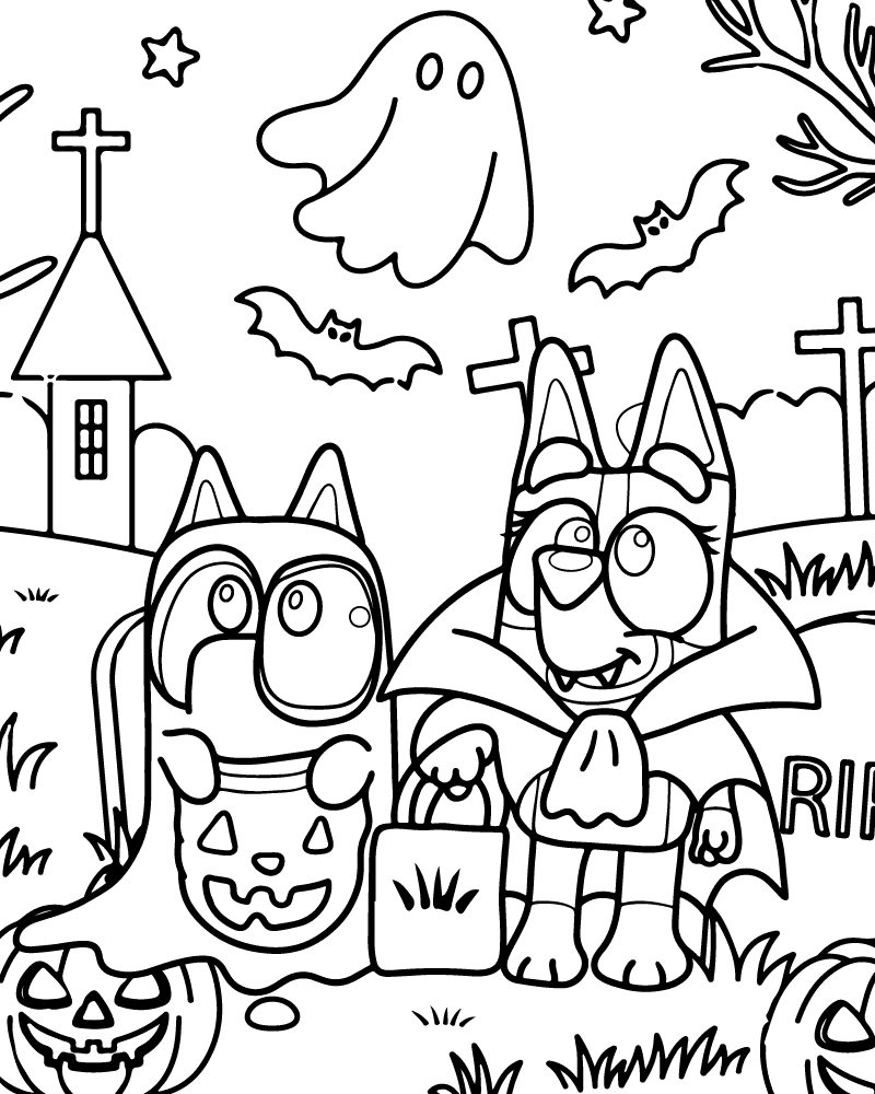 Bluey Halloween Coloring Pages