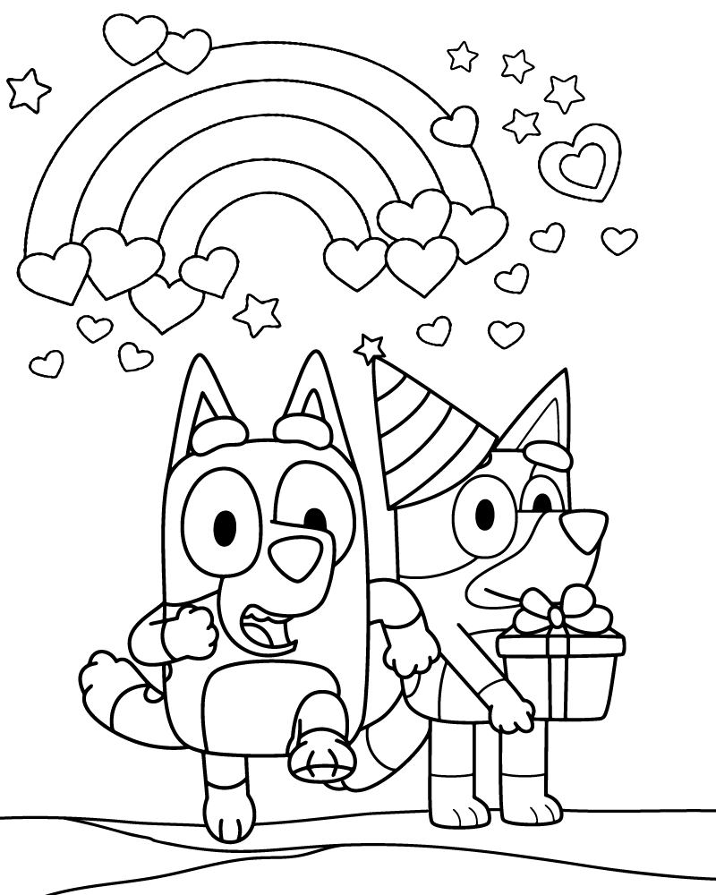 Bluey Valentine's Day Page To Print