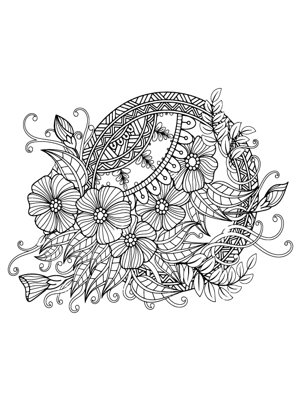 Boho Floral Bliss Flower Coloring Page