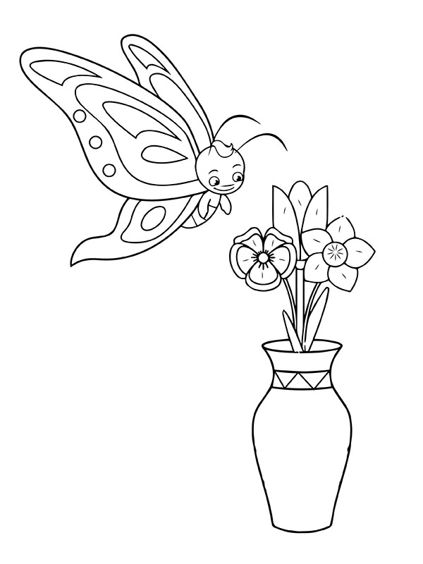 Butterfly and Flower Vase
