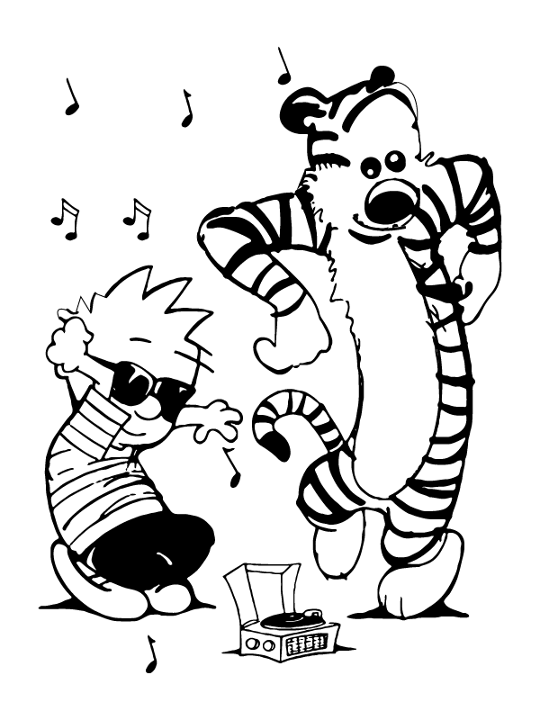 Calvin and Hobbes Dancing with Music