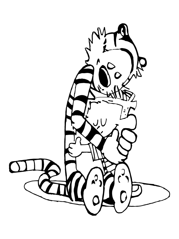 Calvin and Hobbes Hugging