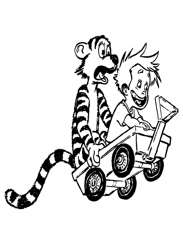 Calvin and Hobbes Riding Wagon Cart
