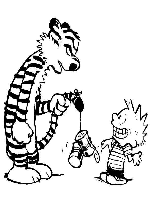 Calvin Teasing Hobbes with Empty Cans