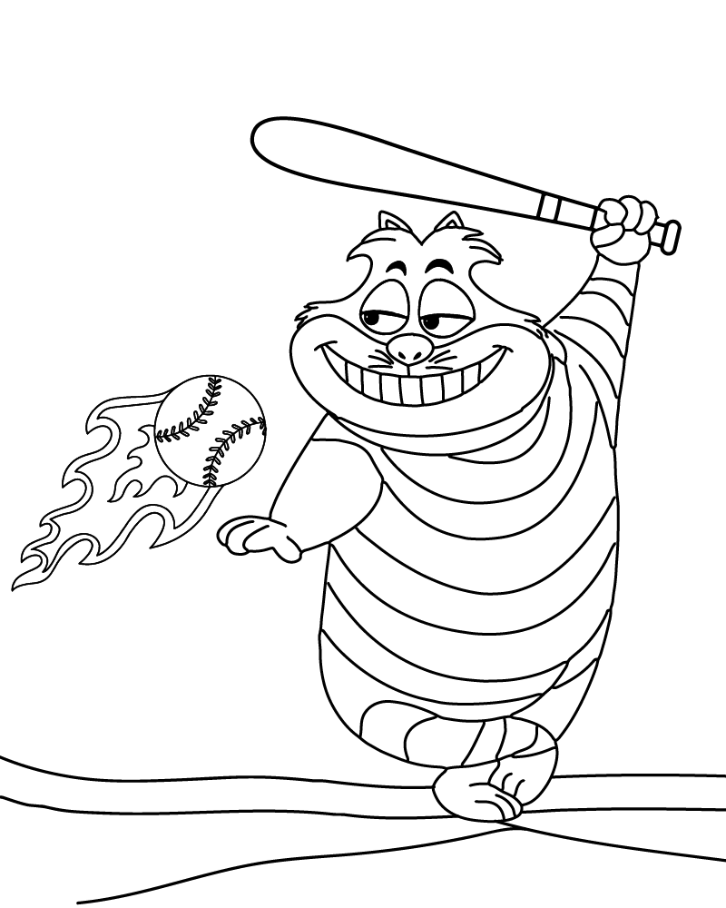 Cheshire Cat Playing Baseball