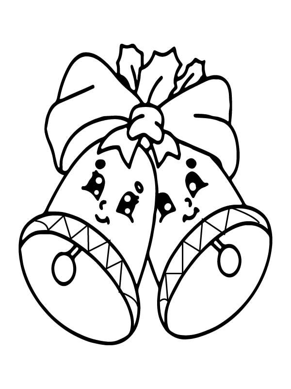 Christmas Bells with Smiling Faces Coloring Page